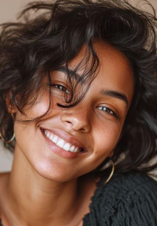 Portrait of happy, beautiful young woman with nice smile