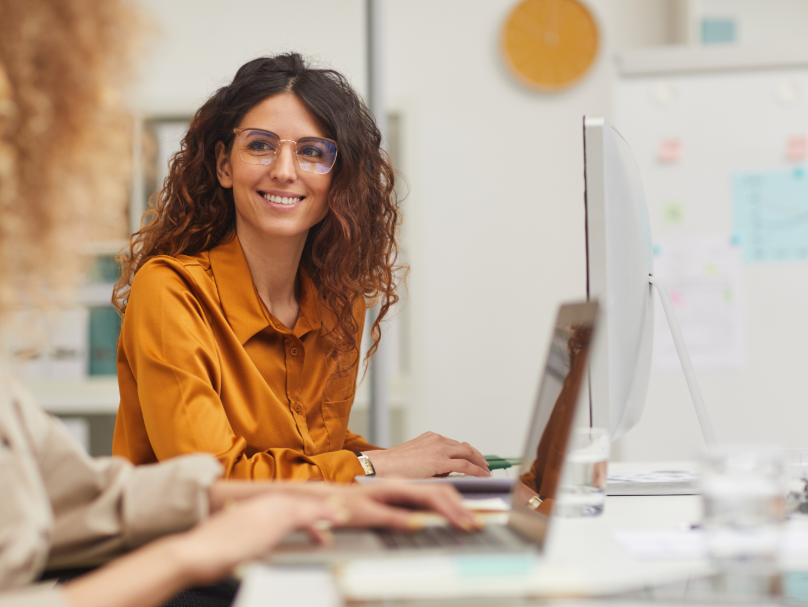Woman working on laptop
